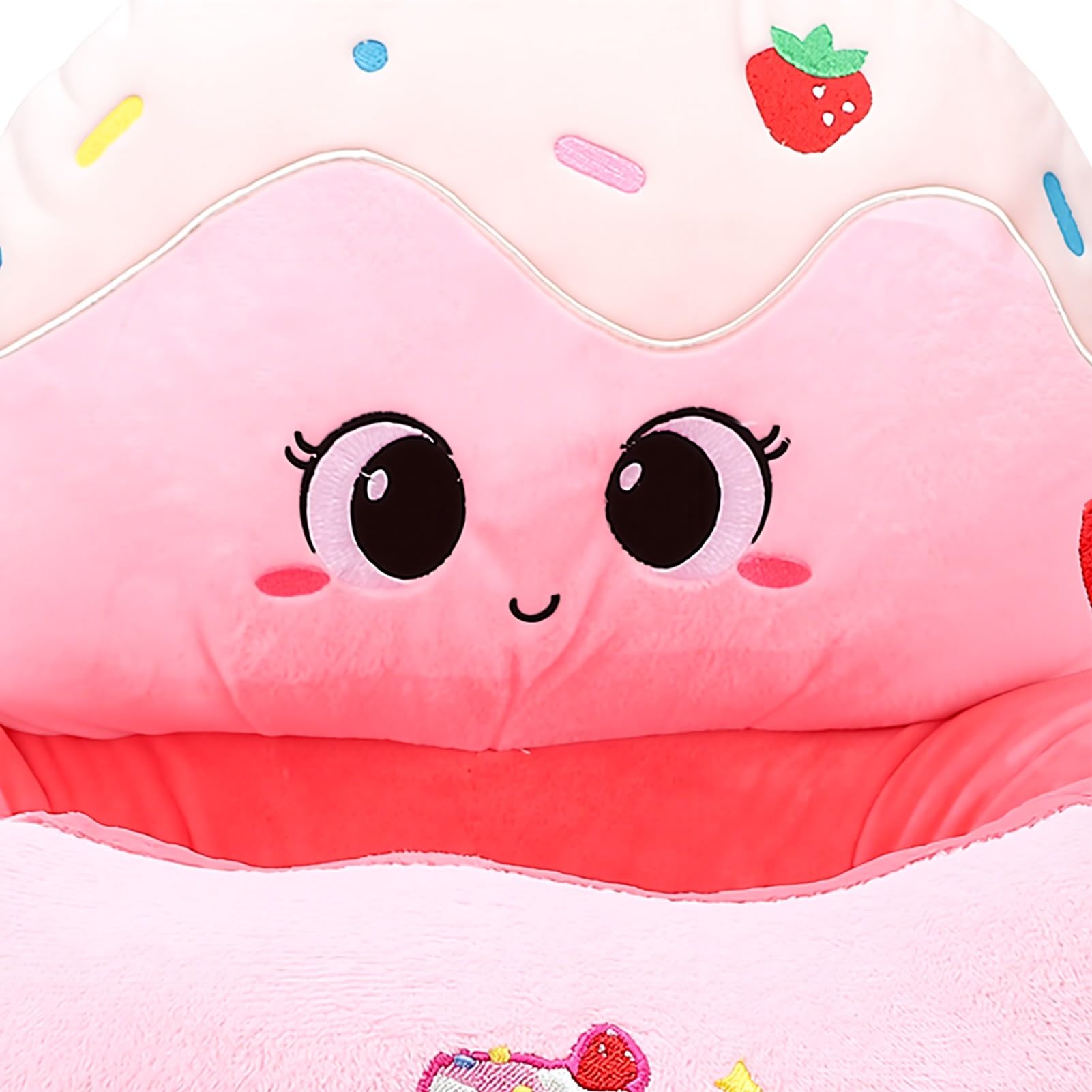 TOPINCN Siège de Sol en Peluche pour bébé avec Base Stable et Support de Colonne Vertébrale, Siège Portable de Dessin animé, Chaise de Sol pour bébé, de Soutien Dorsal pour (Gâteau)