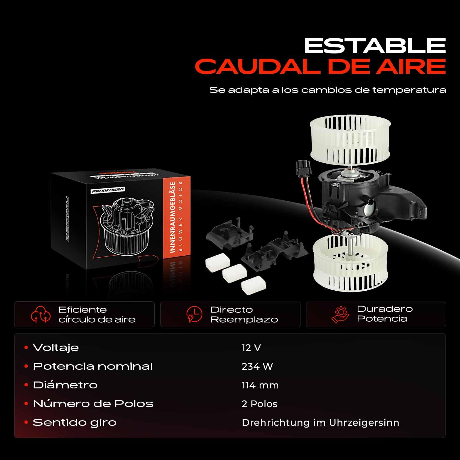 Frankberg Ventilador del calefactor motor del ventilador ventilador | Compatible con: Serie 6 Convertible E64, Serie 6 E63, Serie 5 E60, Serie 5 Touring E61