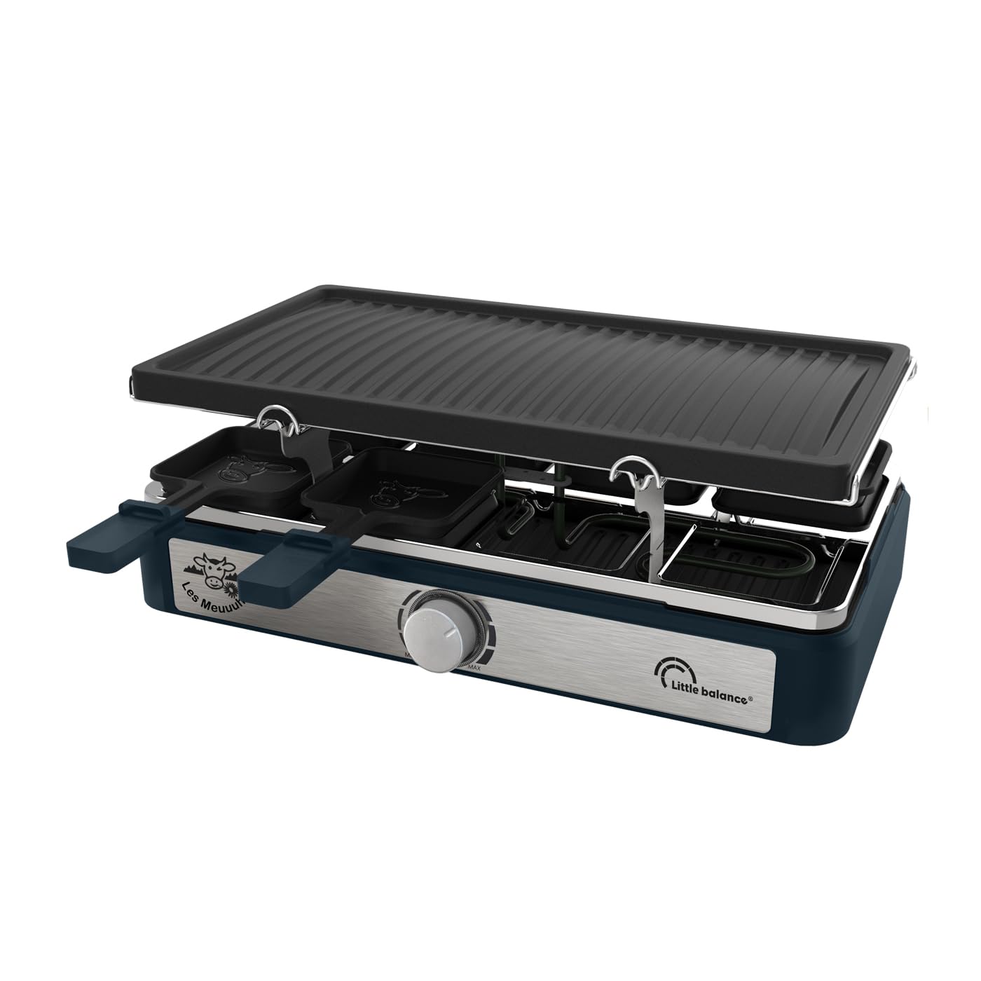 Appareil a raclette rectangulaire - LITTLE BALANCE - Maxi Grill & Cheese - 1400 W - 8 personnes - Meuuh / design poivre