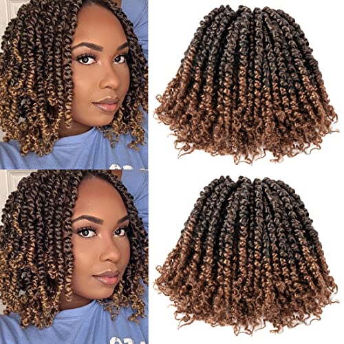 Behotress Passion Twist Crochet Hair 8 Inch Pre Twist Pre Looped Passion Twist Hair 8 Packs Short Lovely Passion Twist Crochet Hair (8 Inch (Pack of 8), 1B/30#)