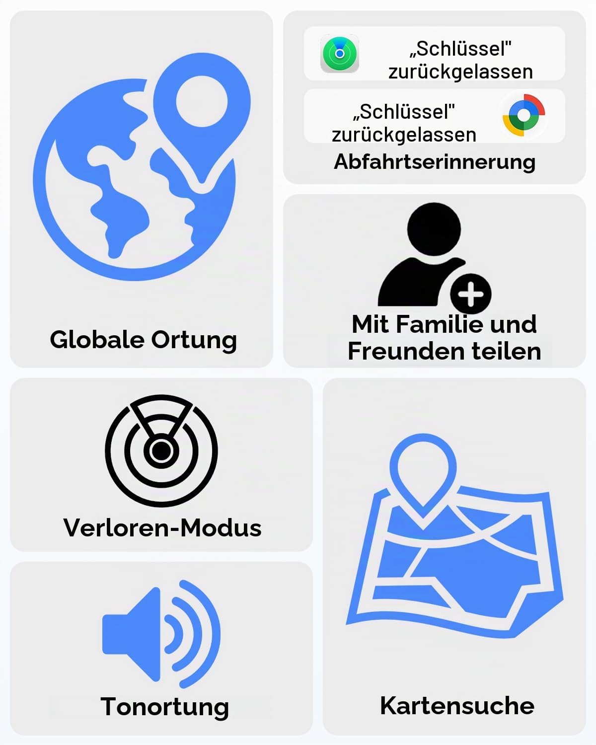 TIMU 4er Pack Dual-System GPS Tracker Android & iOS, Schlüsselfinder kompatibel mit Google Find Hub und Apple Find My, Air Tracker Smart Tag für Schlüssel/Gepäck/Koffer/Taschen (4 Schwarz)