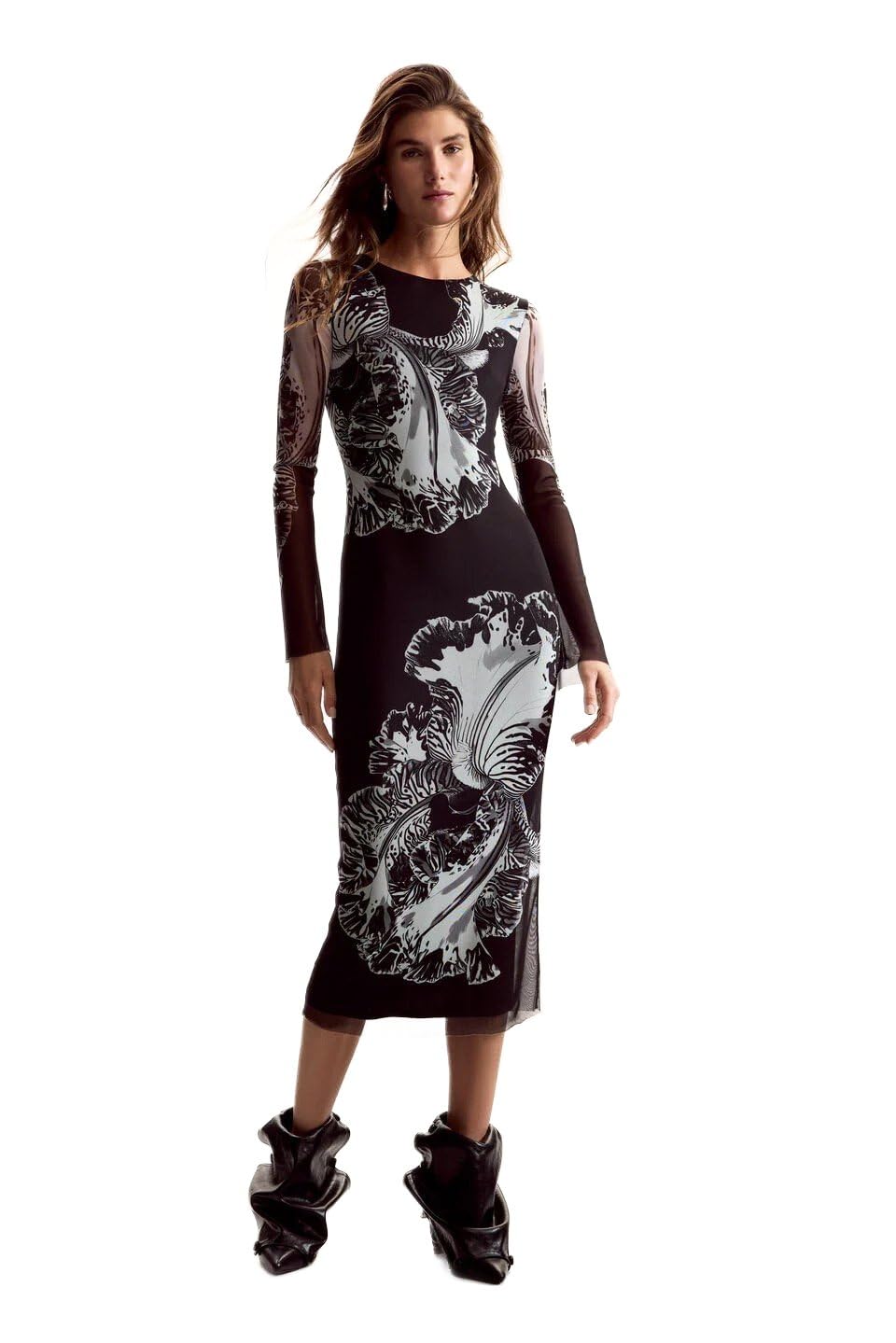 Desigual Women's Black Dress Designed By M. Christian Lacroix, Polyester, L