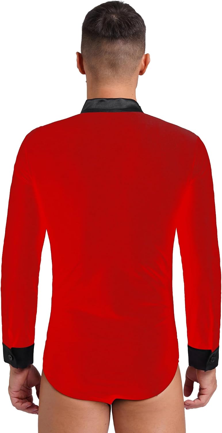 Men's Latin Salsa Dance Shirt Ballroom Dance Tops Leotard