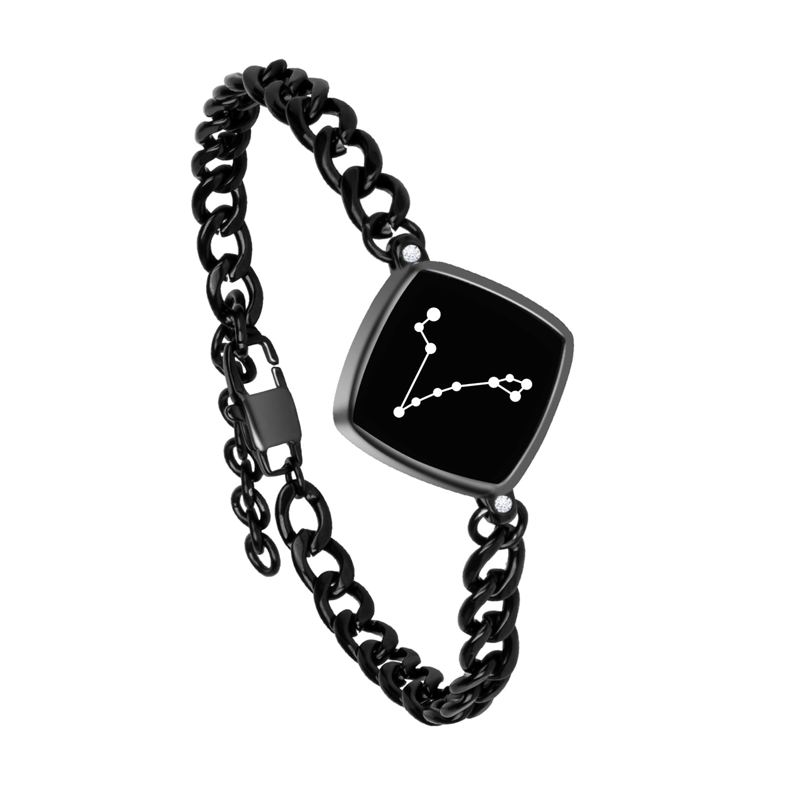 Long Distance Touch Bracelets Jewelry, Remote Smart Love Bracelet,Send SOS SMS Relationship Bracelets Constellations for Couples Lovers Family Friends Valentine's Day Gifts Black/Silver