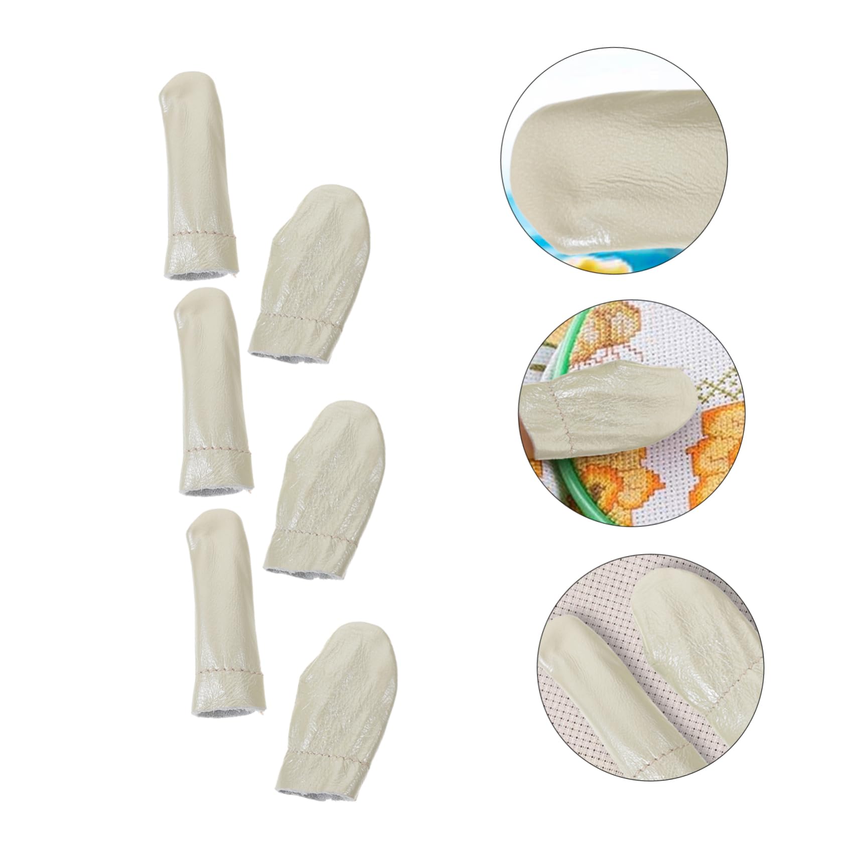 Dedales de Cuero Dedos Protectores Piezas Costura de 6 Beige