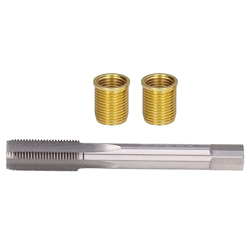 Miniatura 8 de Herramientas de reparación de roscas de bujía, grifo roscado de acero de alta velocidad con insertos M12x1.25 y kit de grifo M14x1.25 para