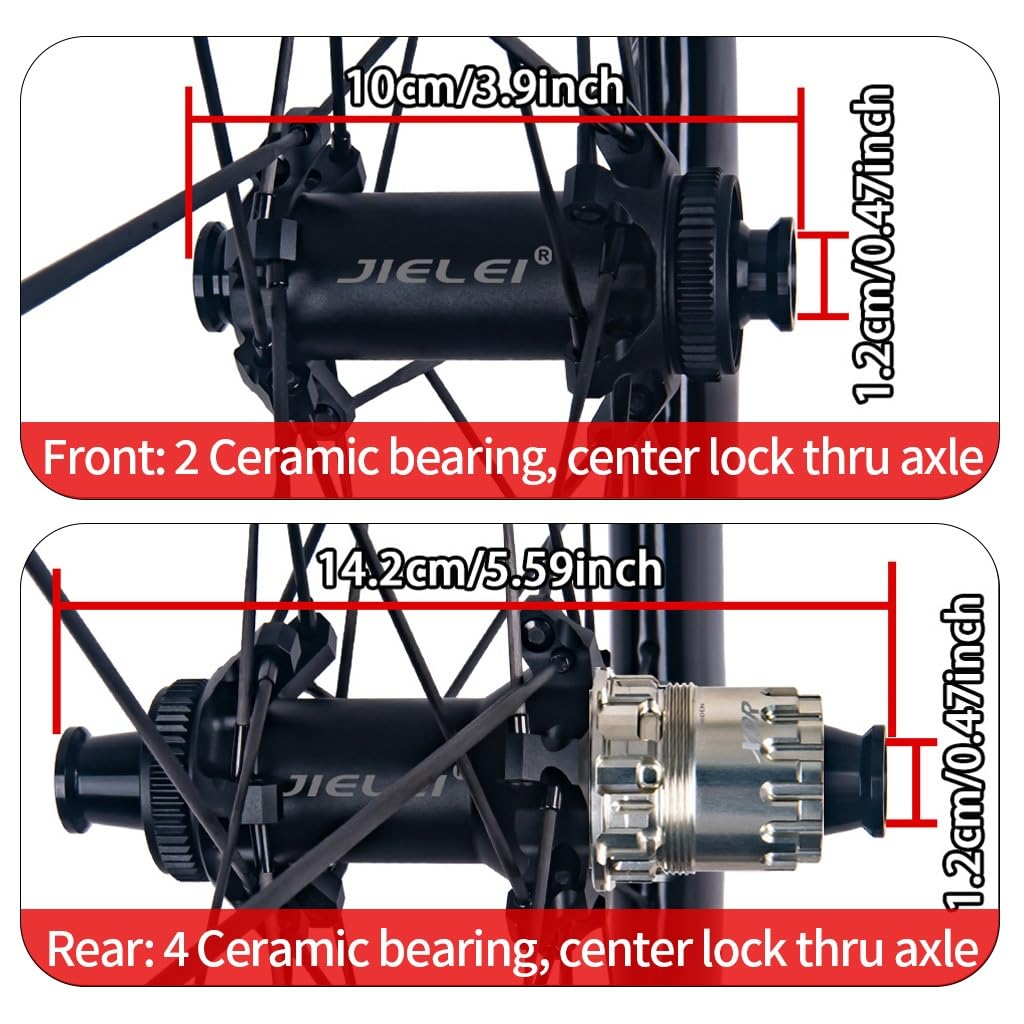 700c Set Di Ruote Per Bici Da Strada 6560mm Cerchio In Carbonio Ruota Tubeless Ready Perno Passante Center Lock, Cricchetto 36T, Cuscinetti In Ceramica, HG/XDR