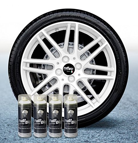 Vernici Rimovibili Full Dip Pacco Risparmio da 4 per Cerchioni Spray 400ml Bianco Opaco