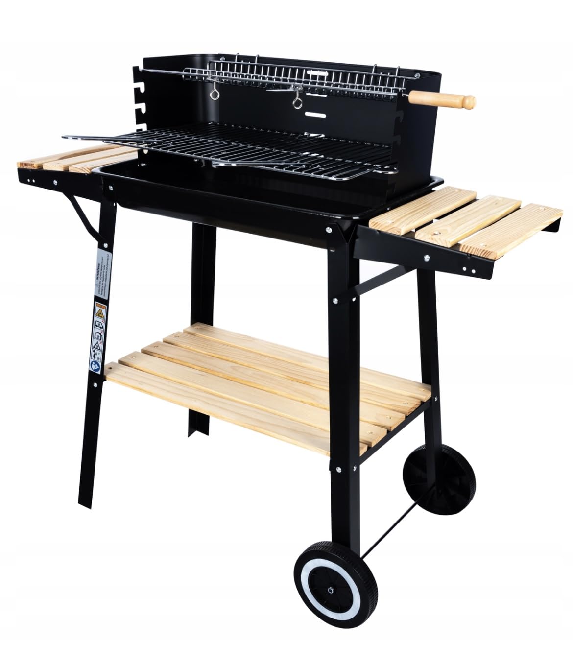 Grill ogrodowy węglowy, grill z blatem, duży grill na kółkach z rusztem na kurczaka