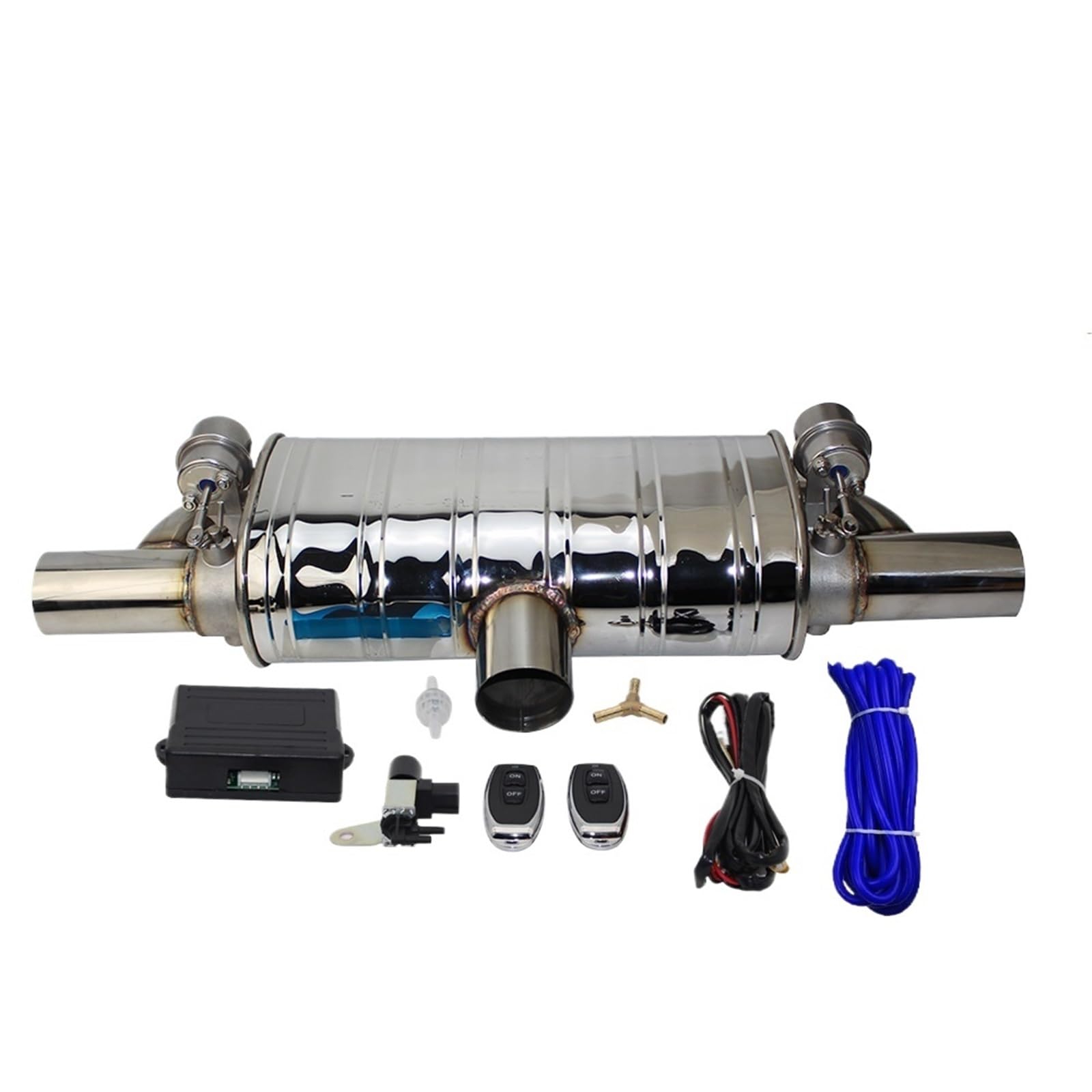 uniwersalna rura wydechowa Pompa do rury wydechowej samochodu Zmienny zawór Tłumiki Zdalne sterowanie Stal nierdzewna Uniwersalny Jeden w Dwa na 63MM Tłumik końcowy | Vacuum 70MM