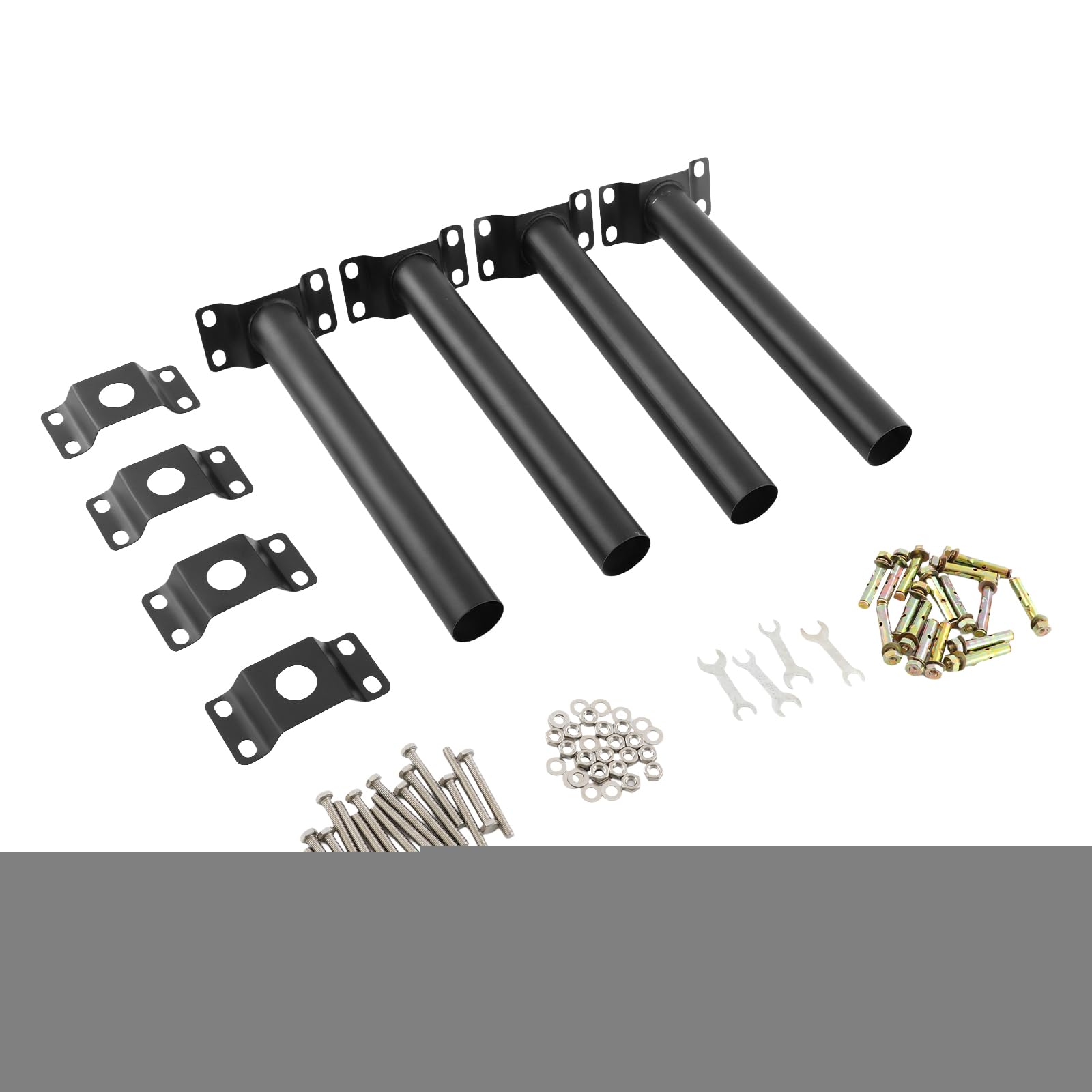 Lot de 4 supports de mât pour lampadaire sans perçage - Supports de mât de lumière - Mât d'antenne pour antennes TV, satellite, radio et Wi-Fi - Noir