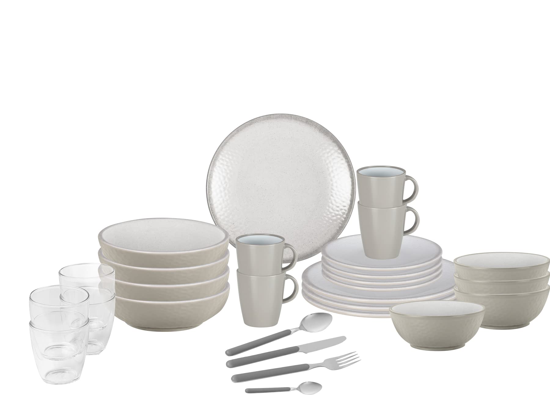 Brunner 0830150N.C8X Set aus Teller, Becher, Schüsseln, bruchsichere Tassen aus Melamin Stonetouch, 40 Stück, All Inclusive VIP Amadé, Antislip, für den Innen- und Außenbereich