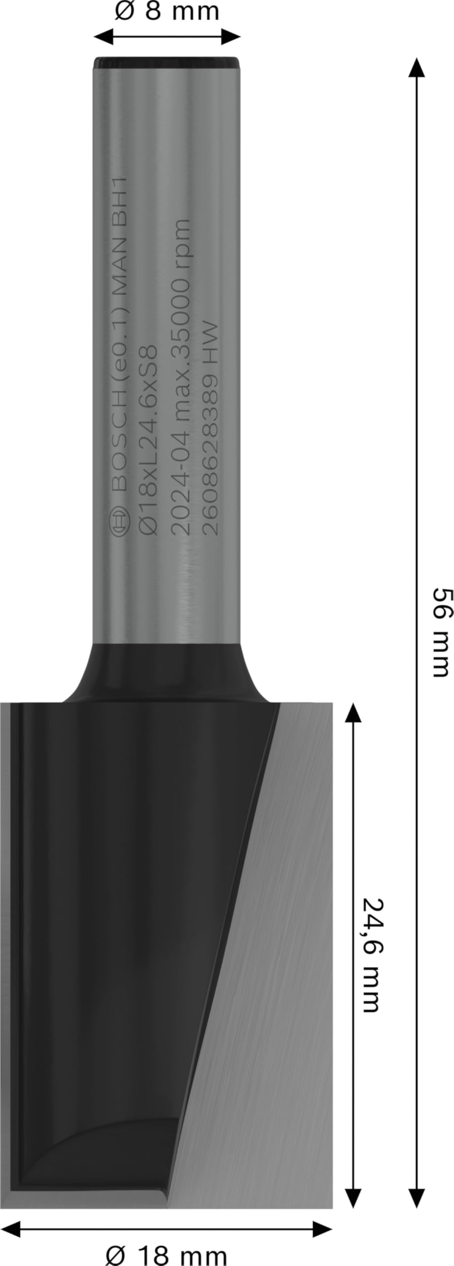 Bosch Accessories Fresa Standard ranurar 2 filos:8x18x25mm