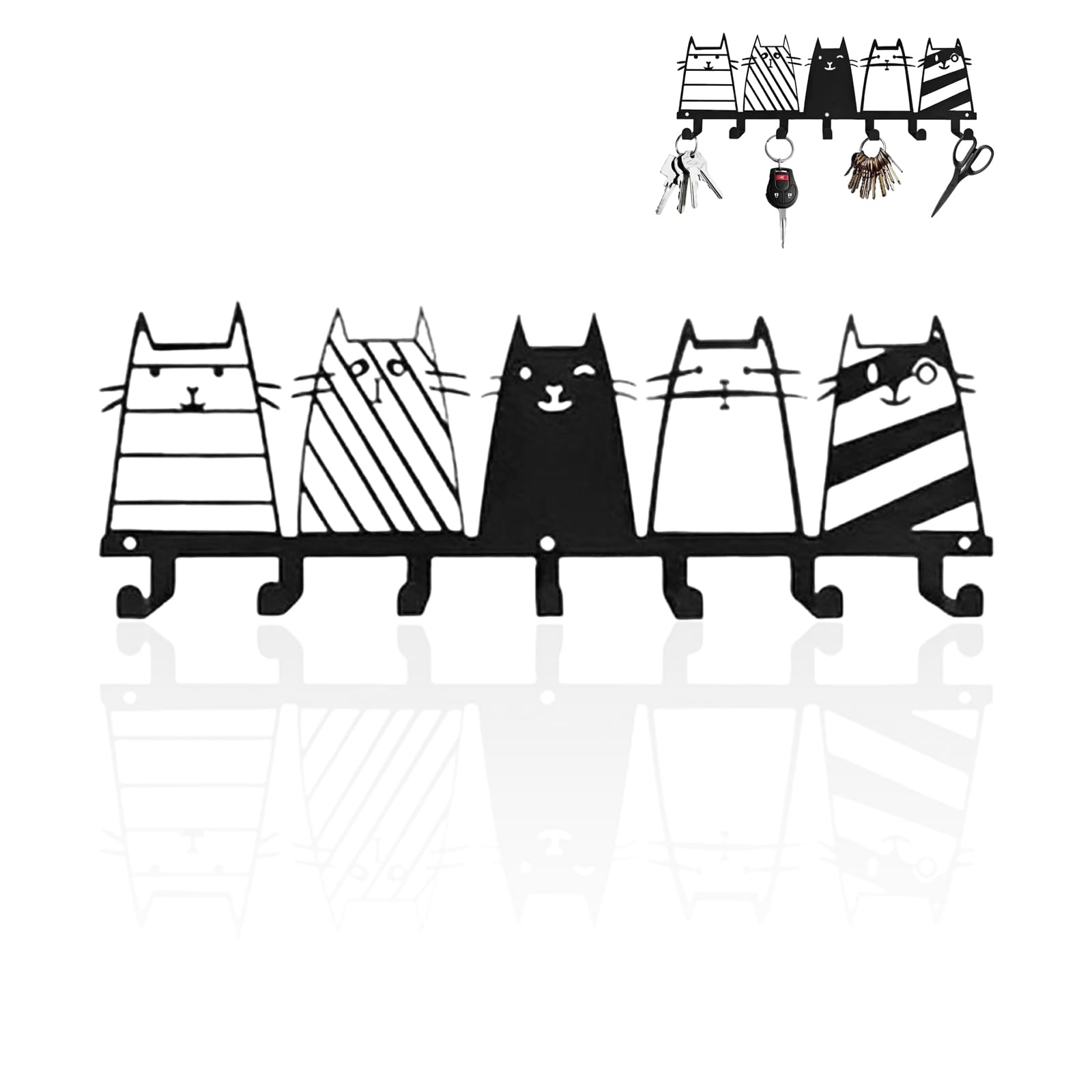 Colgador de llaves para pared de gatos ideal para organizar las correas en la entrada de casa