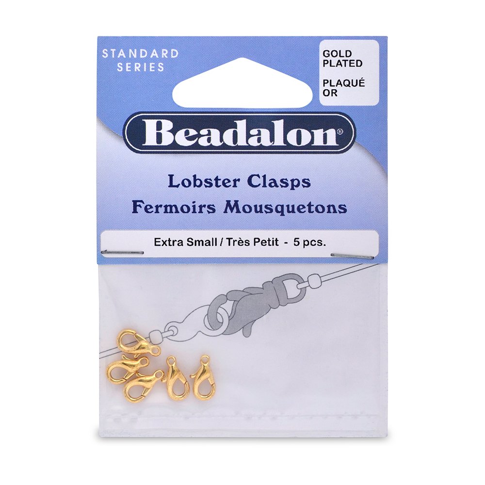 Beadalon Lobster Clasps, X-Small, Gold Color, 5 pc