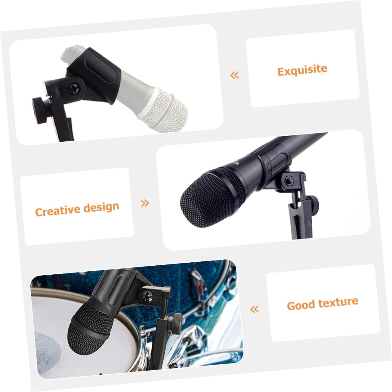 INOOMP 2pcs Microphone Clip Bracket Drum Clamp Mic Clips Microphone Mount Tool Microphone Accessories Universal Microphone Clip Mic Mount Mic Clip Holder Clip Microphone Black Metal
