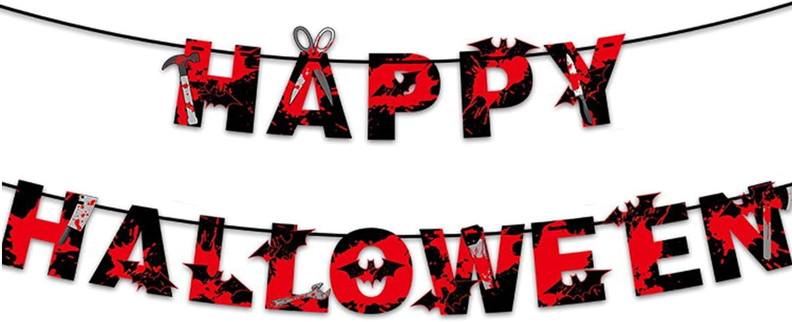 Vanthylit Halloween Banner Happy Halloween Bunting Horror Halloween Decorations for Home Yard Office Party Favor Decor Supplies