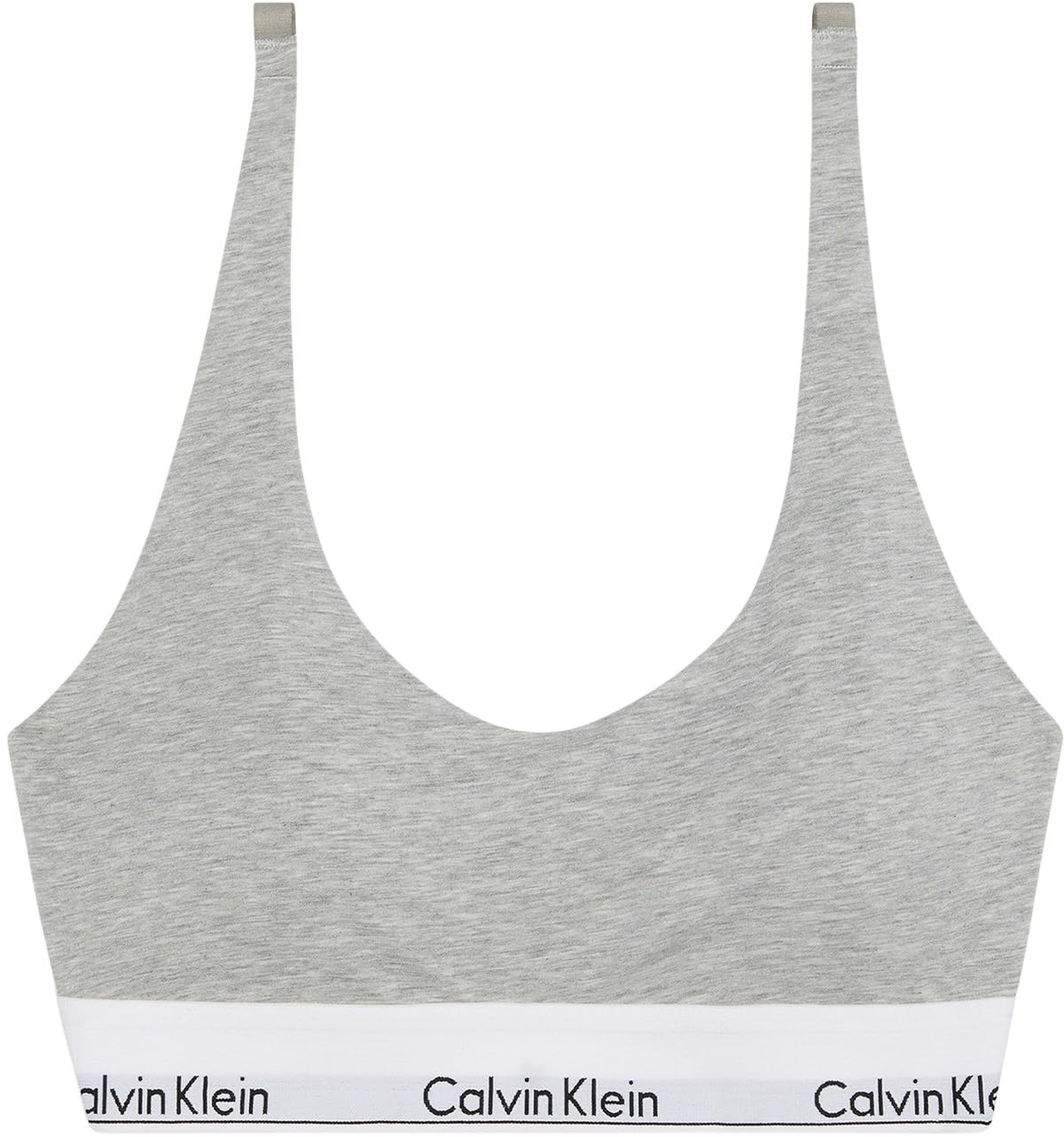 Calvin Klein Damen Bralette Lightly Lined mit Logobund, Grau (Grey Heather), M