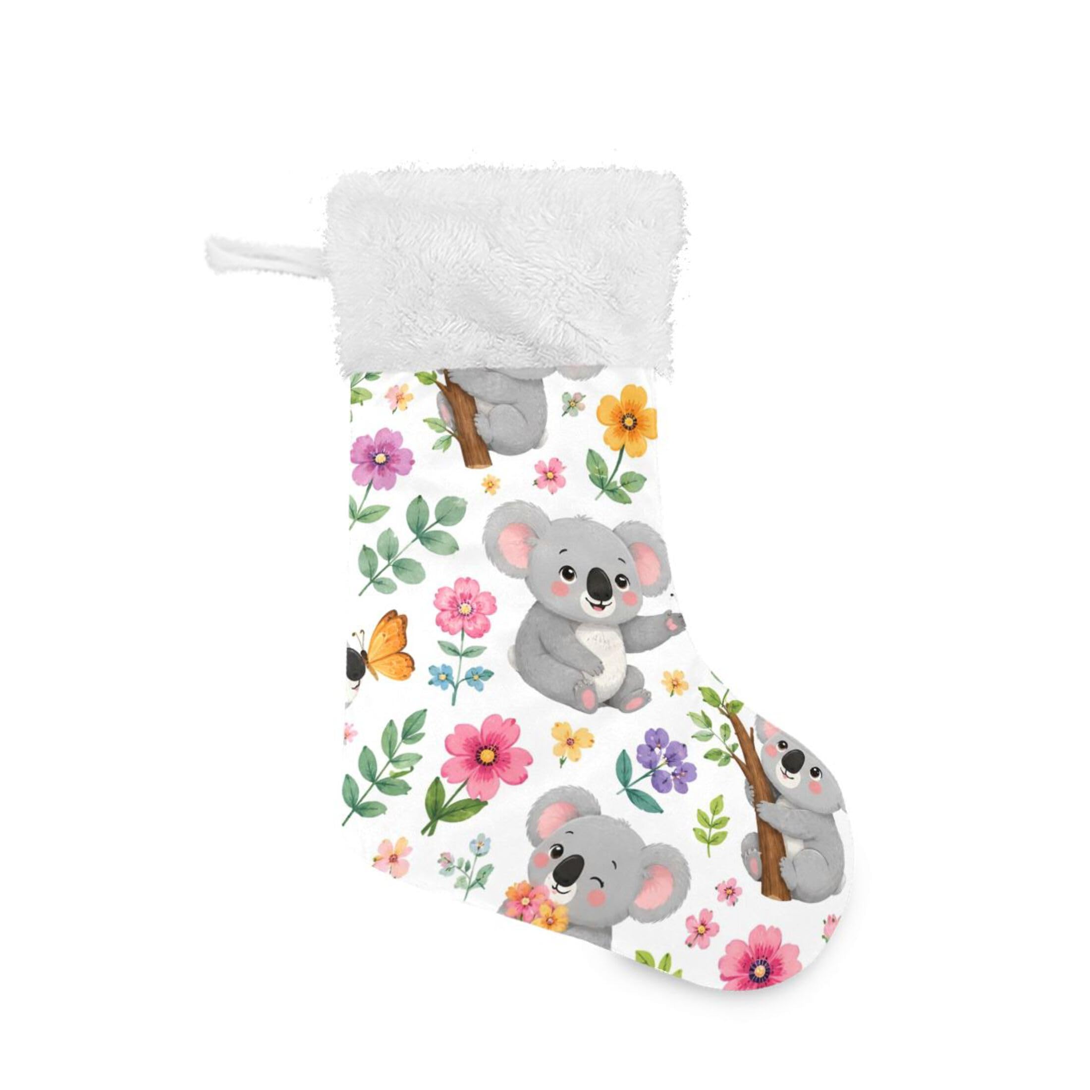 Fuauuyl Koala Christmas Stocking 18 In Xmas Hanging Stocking with Plush Cuff for Family Holiday Party Fireplace Decorations, 2 Pack