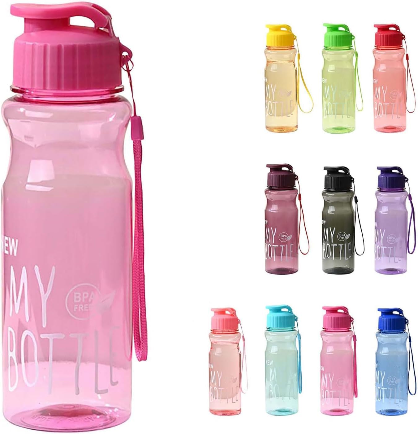 Junjie 650ml Water Bottle, Portable Drinking Bottle, Sports Drink Cup, for Fitness, Gym and Outdoor Sports (Rose)
