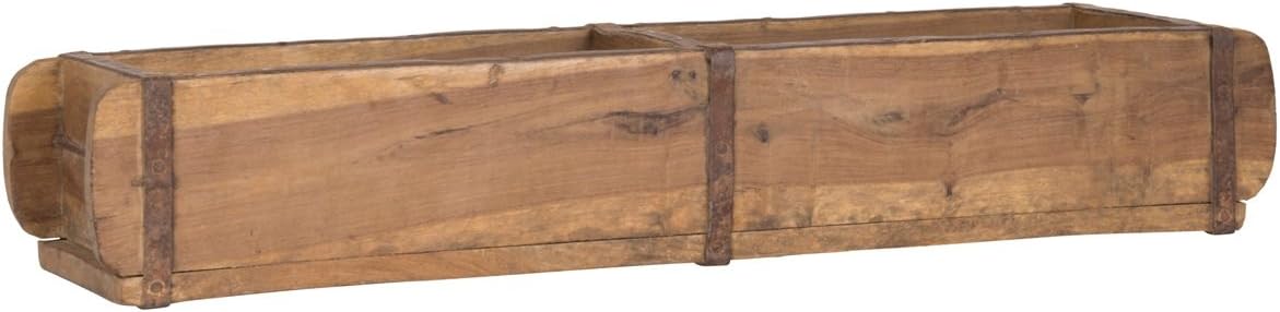 IB Laursen Old Brick Shape 57 x 14.5 x 8.5 Two-Chamber Vintage Wooden Box with Metal Fittings - Real, Used Shape Made from India from Reclaimed Wood - Each Piece is Unique