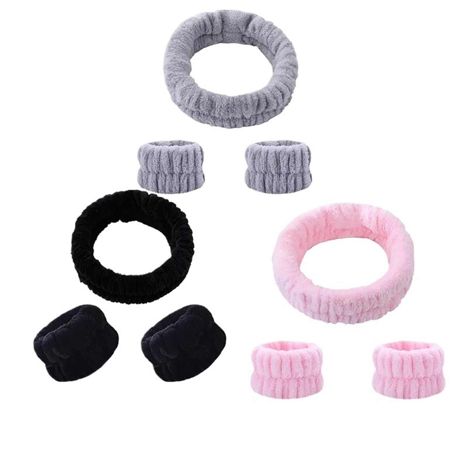 Diadema para maquillaje Conjunto de muñequeras for lavado cara, diademas for mujer, absorbentes impermeables, bandas for el cabello for y maquillaje(Miexd-3Sets)