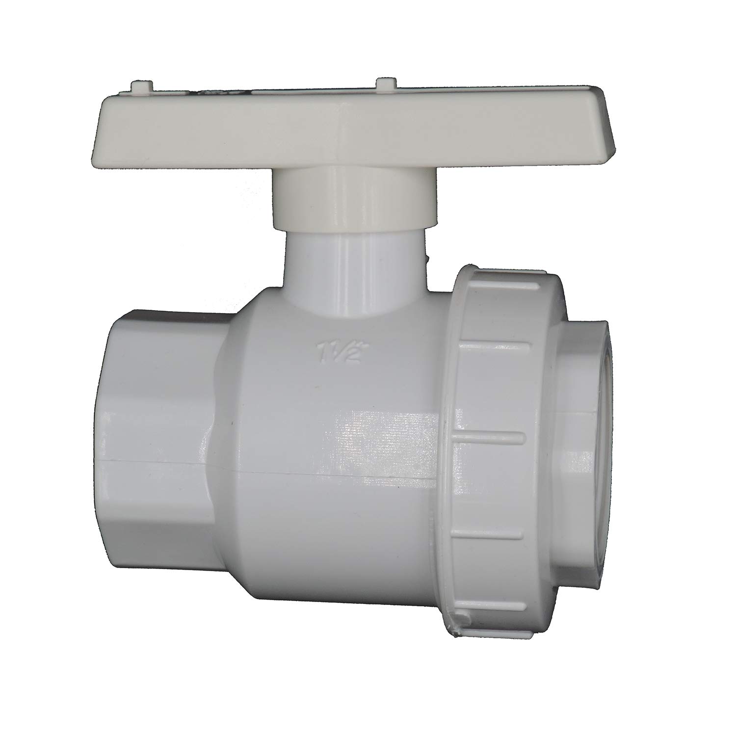 Buy 1 1/2" Schedule 40 PVC Single Union Ball Valve with Teflon Seats