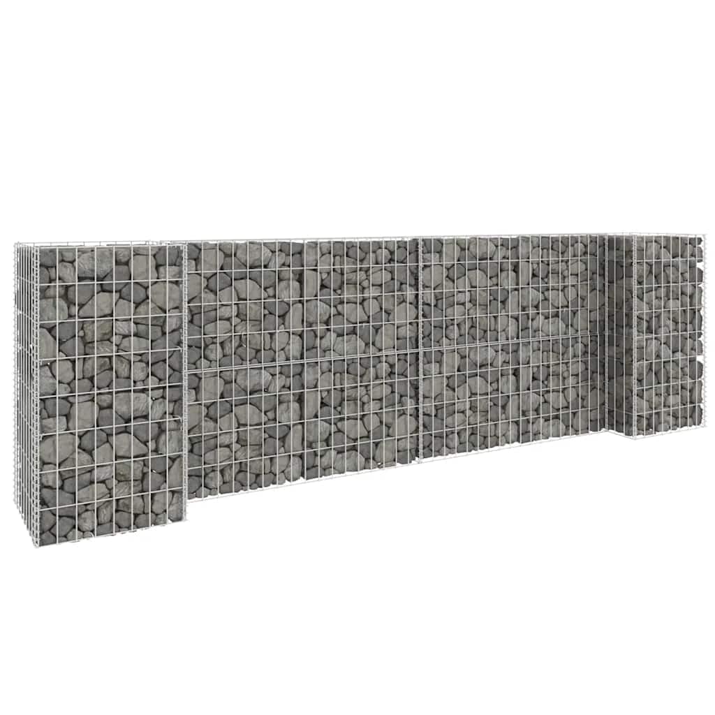 Cesta para plantas en forma de H de alambre de acero, 260 x 40 x 80 cm, para flores estables y elevadas como borde de jardín, rejilla de alambre resistente para rellenar con piedras,