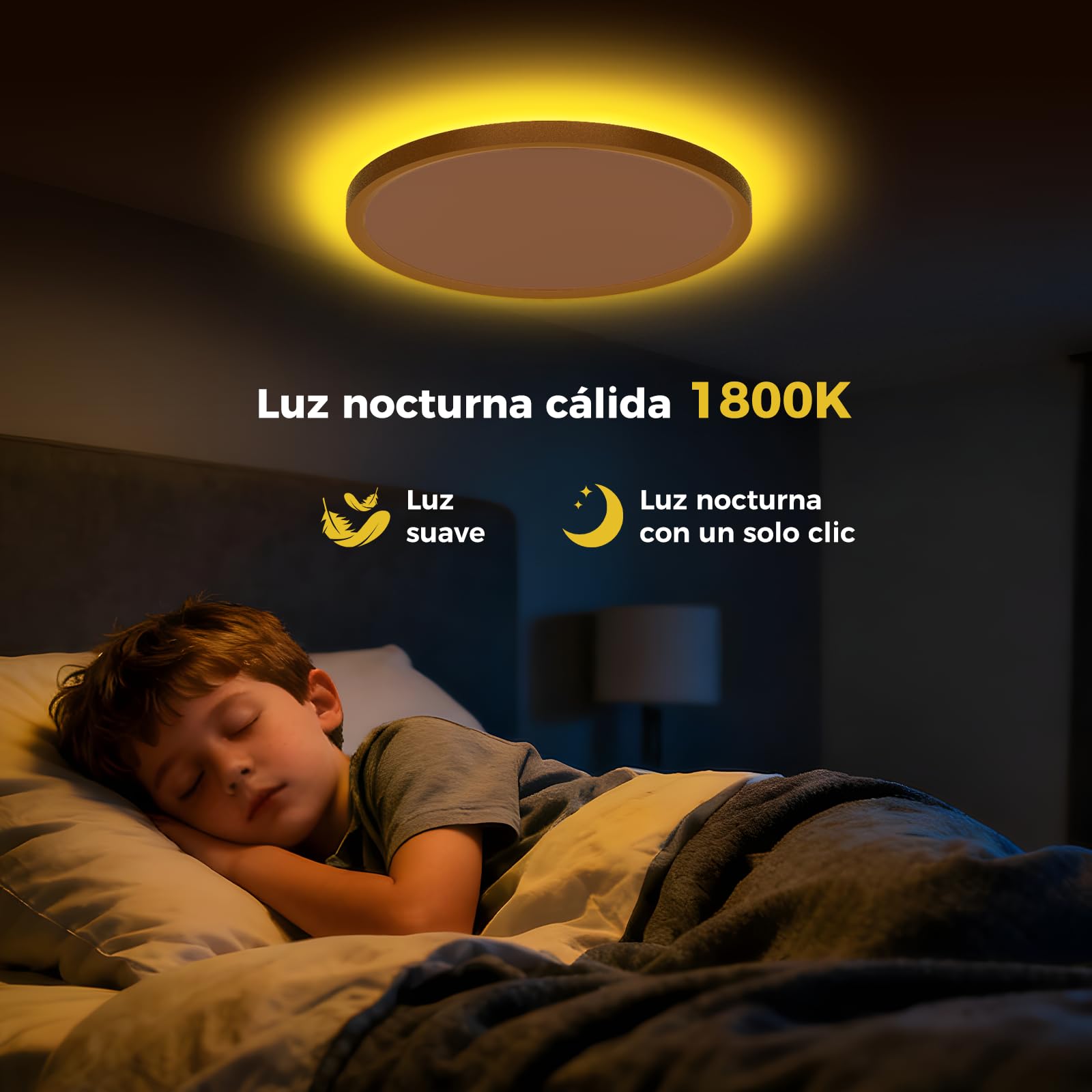 AIKVSXER Lámpara LED de Techo 33W Ø40 cm, Plafón Ultrafino Regulable con Control Inteligente, Temperatura de Color Ajustable 3000K–6500K, Mando a Distancia y App Móvil, con Luz Nocturna Integrada 5W
