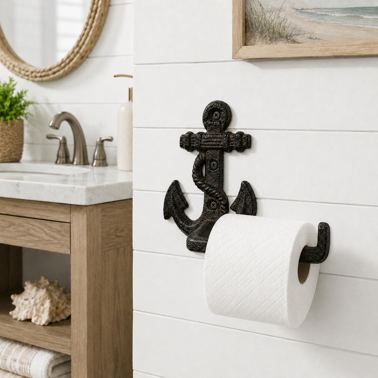 Comfy Hour 9.2 Inch Nautical Toilet Paper Holder, Anchor Decor, Set of 1 — Amazon image 7
