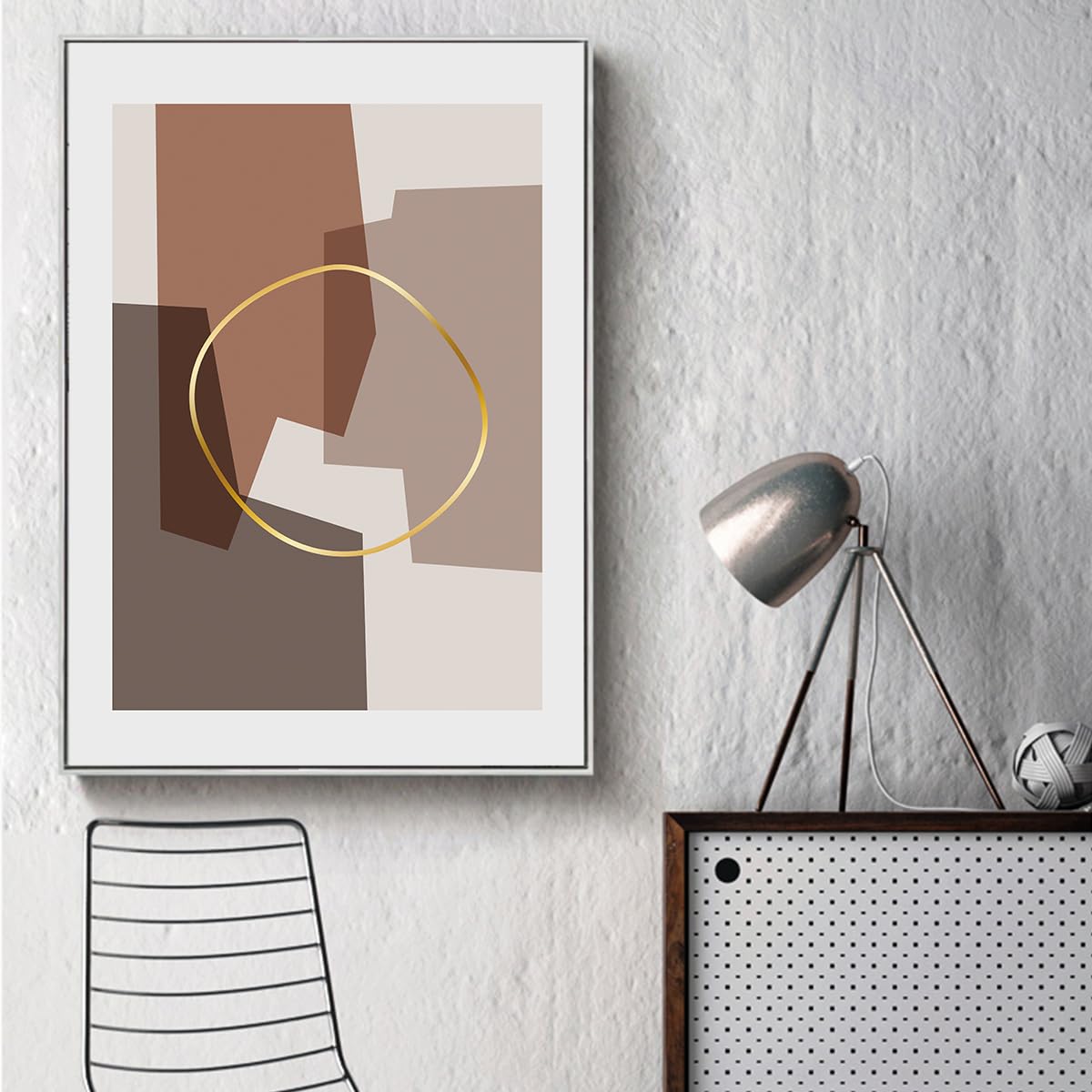 Lot de 3 peintures murales bohèmes minimalistes abstraites botaniques géométriques - Impressions