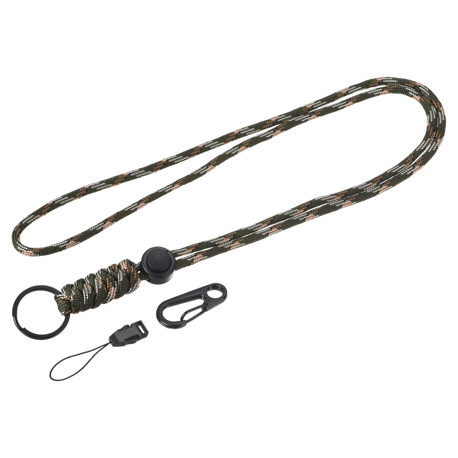 YOKIVE 1 Pcs Paracord Lanyards, Necklace Keychain Cord Metal Clasp Hooks Ring Straps, Camo Green, 20.5 Inch