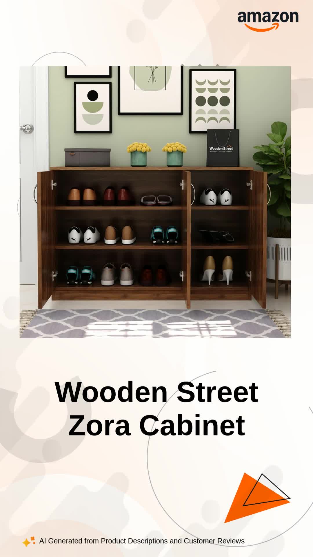 Wooden Street Zora Engineered Wood Shoe Storage Cabinet | 3 Doors