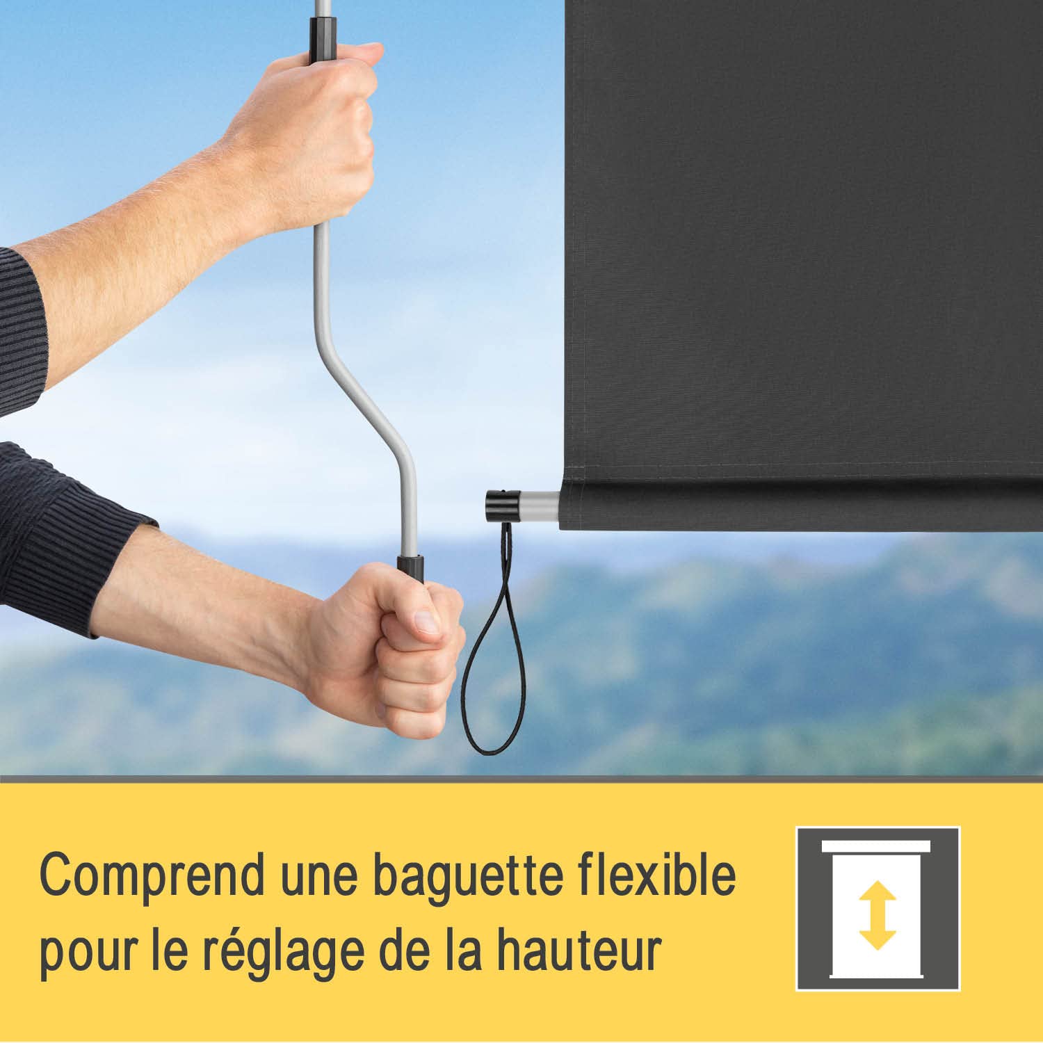 Sol Royal Store Vertical Brise-Vue de Balcon Robuste Protection Solaire | 180x250cm anthracite manivelle amovible hydrofuge terrasse jardin résistant aux intempéries MS5