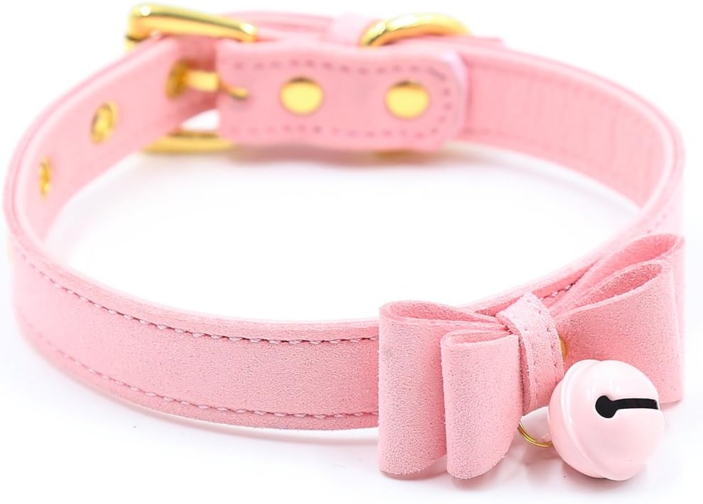 Succuba Pink Bell Choker Collar Necklace Lolita Bow Collar Cat Kitty Velvet Necklace - Image 3