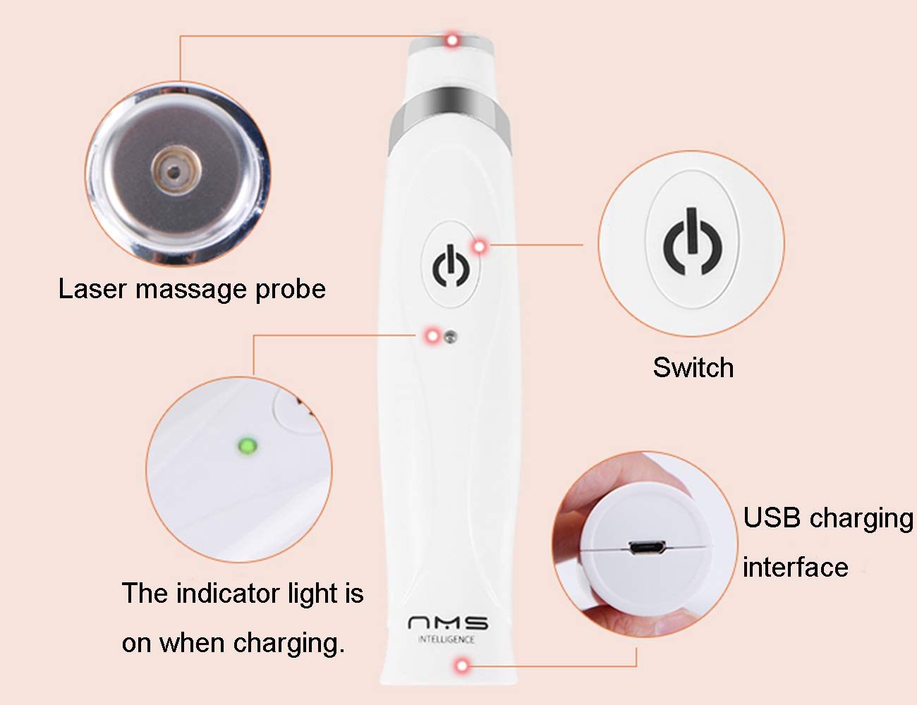 Occhio bellezza cura del viso strumenti elettrici rosso luce calore occhio massaggiatore anti rughe Elitzia ETME002