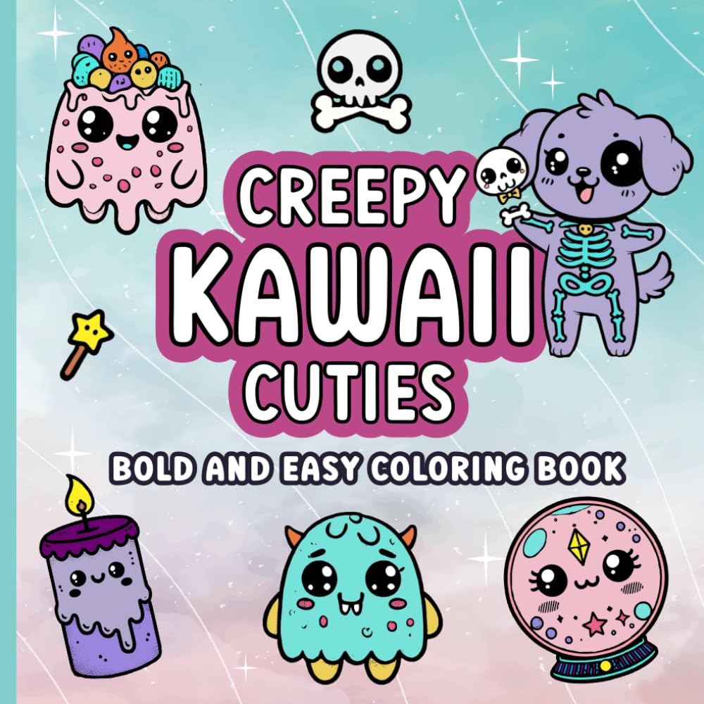 Creepy Kawaii Cuties Bold And Easy Coloring Book: Cute Spooky and Adorable Kawaii Animals and Creatures Simple Coloring Pages for Adults and Teens ... Stress Relief (Creepy Kawaii Bold And Easy)