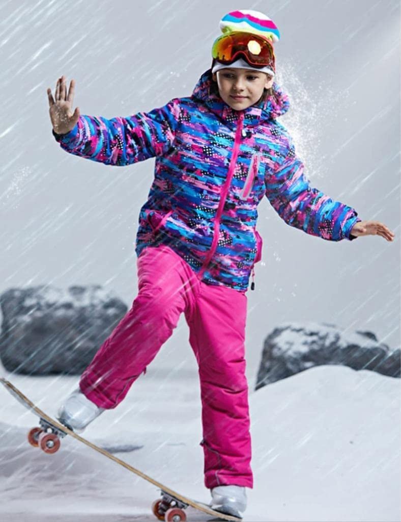 HOTIAN Traje de esquí para niños, traje de esquí para niña, mono de invierno para niños, traje de esquí impermeable, chaqueta de esquí y pantalones de esquí