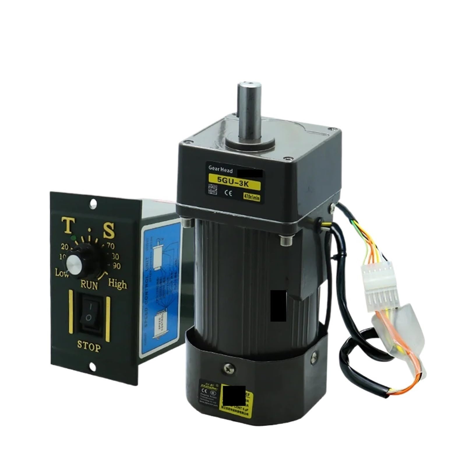 ANERTQUIH Asynchronous Motor 120W AC Gear Induction 110V 220V 50Hz 60Hz Single Phase Speed Grovernor Engine with 5RPM to 1350RPM Controller(220V,0-470RPM)