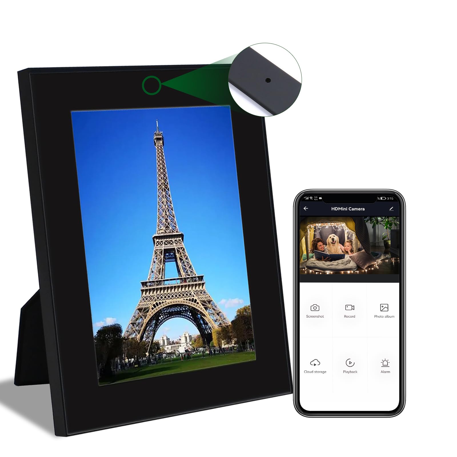 Hidden Camera Photo Frame - WiFi Spy Cam with Remote Viewing - 1080P FHD Nanny Cam for Indoor