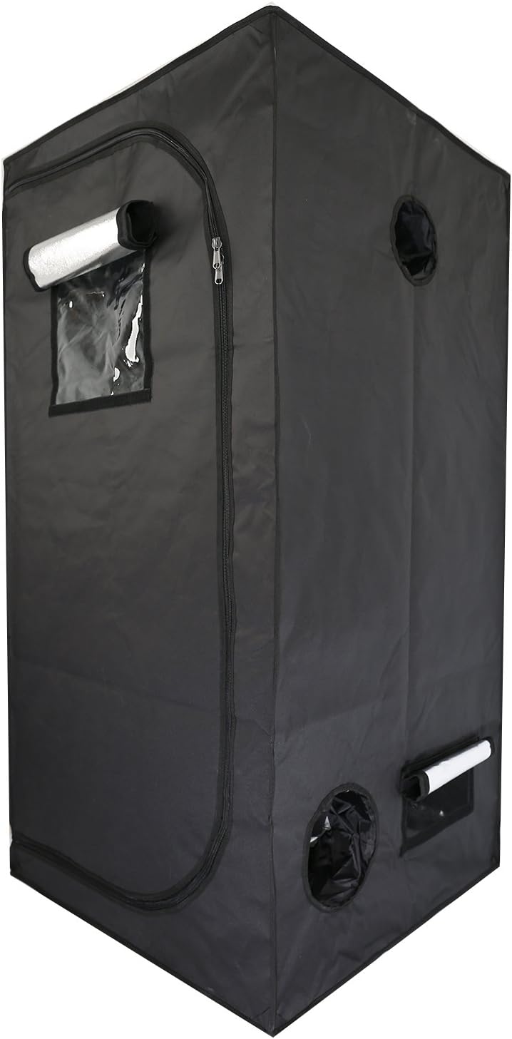 IPOMELO 32"x32"x63" Indoor Grow Tent Mylar Hydroponic Tent with Obeservation Window and Floor Tray for Plant Growing
