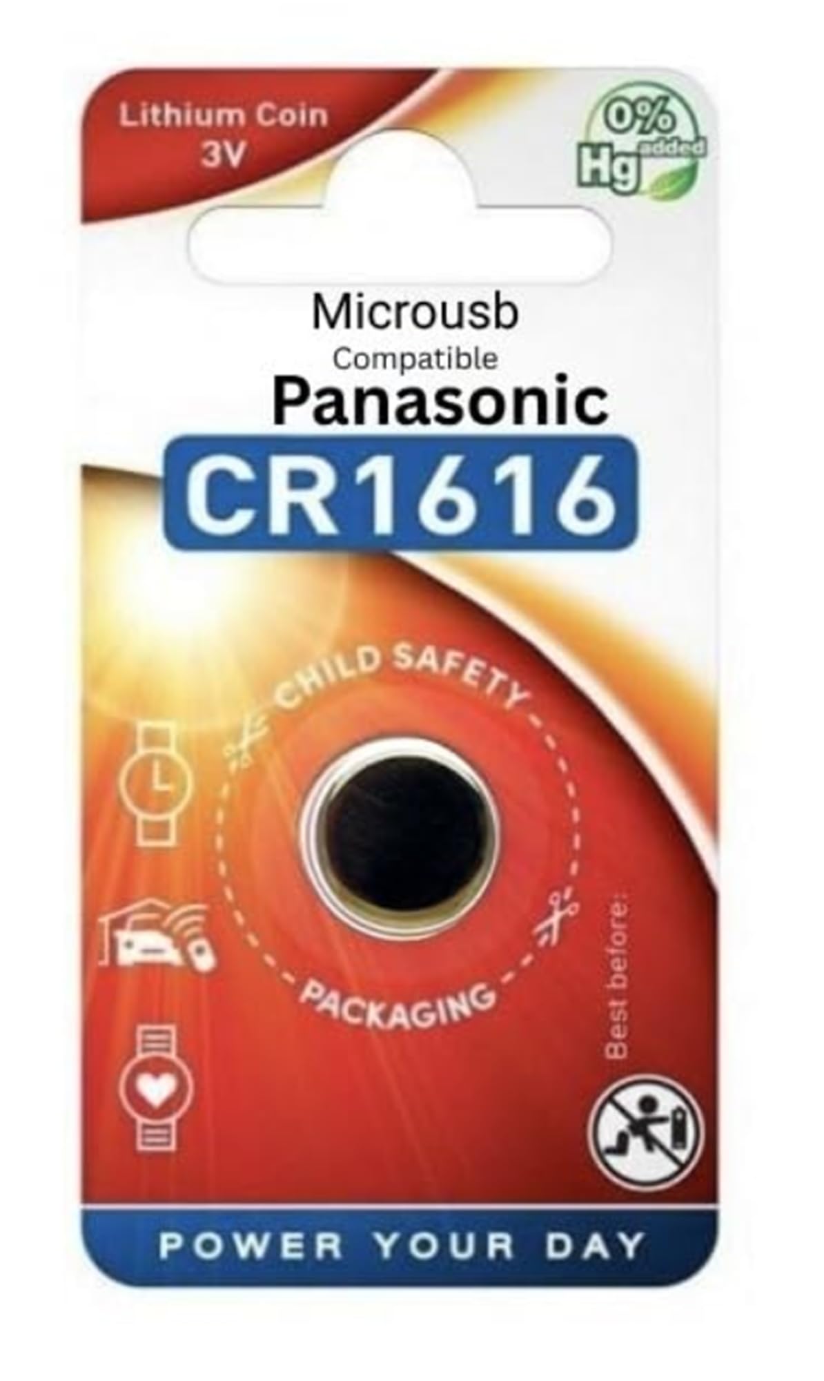 Microusb Compatible with Panasonic CR1616 Lithium Coin 3Volt Battery (Pack of 1)