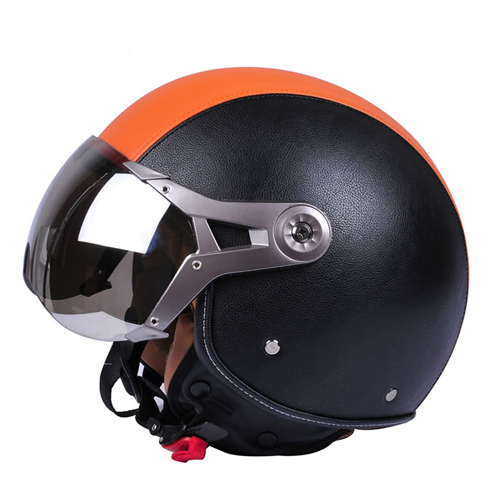 JATIBOSH Medio Casco Retro Tratamiento De Fortalecimiento, Antiarañazos Motocicleta Casco, Lentes Chapadas En Plata Clara De Primera Calidad Jet Ciclomotor Abierto Cascos, Certificación ECE