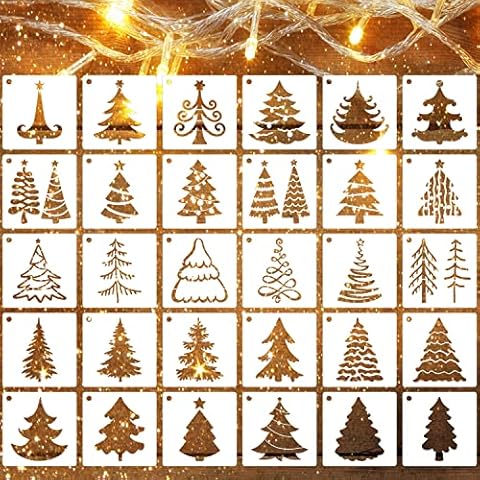 Christmas Tree Stencils for Painting,3” Small Xmas Stencil for Wood Slice,Christmas Tree Decor,Window Drawing,Greeting Card,Tier Tray Cover