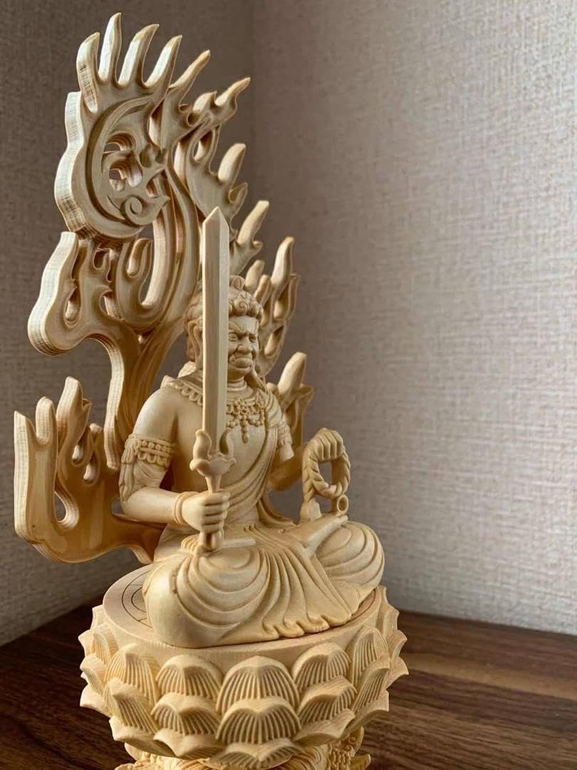Amazon.co.jp: 仏像 木彫 不動明王像 檜木 (約)高30cm×幅12cm