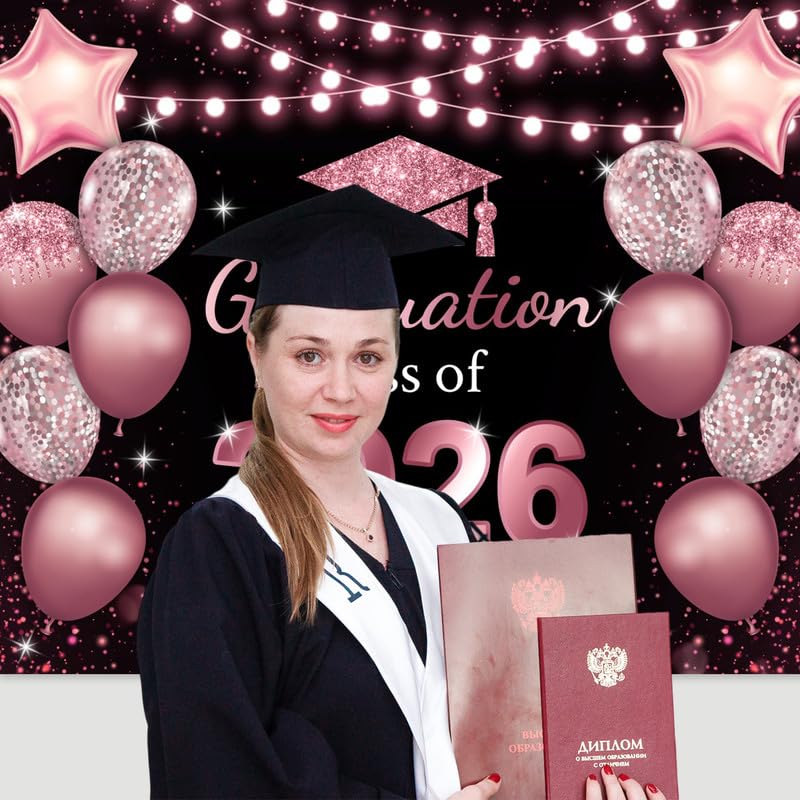 Fondo fotográfico graduación 10x8 pies rosa dorado miniatura 5