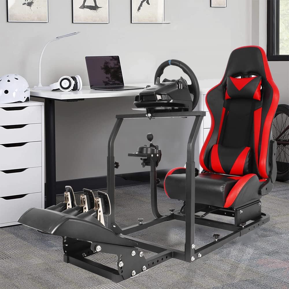 Marada L Spacious Racing Simulator Cockpit Stand Fit for PXN/Thrustmaster/Logitech G923 G29 G920 T500RS T300RS, Adjustable Steering Wheel Frame,Not Include Wheel,Pedal & Shifter
