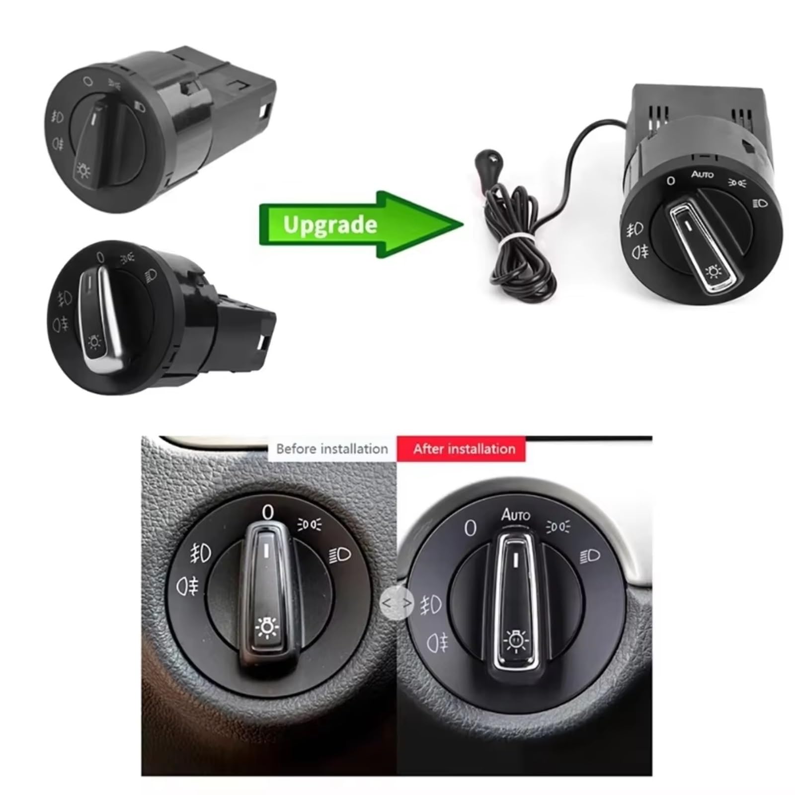 Lampada Faro Con Pulsante Interruttore Controllo Sensore Accessori Auto 3BD941531 1C0941531 3BD941531A Compatibile Con Skoda Per Fabia 1999-2014 Interruttore Luci Faro