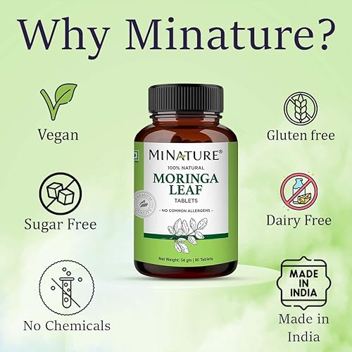 Miniatura 6 de Tabletas de hojas de moringa - 90 comprimidos, 1000 mg  por mi Nature  Moringa 100% natural  Antioxidante  Polvo de hoja de moringa  Vitamina C