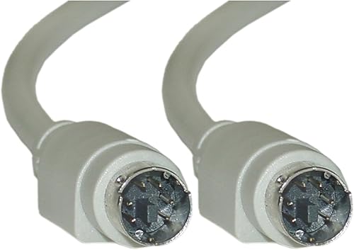 CableWholesale Mini Din6 PS/2 macho a macho cable adaptador de teclado y mouse MDIN6 Pin M/M KVM PS2, 6 conductores 28 AWG, recto, beige, 25 pies,